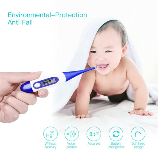 Fern & Feather™ Digital Body Thermometer – Adult, Baby & Kids - Flexible Soft Tip, LCD Display