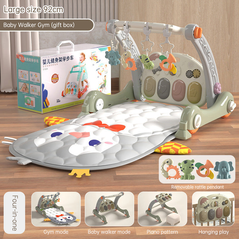 Fern & Feather™ 4-in-1 Baby Play Gym, Activity Mat & Walker | Foldable Musical Play Mat with Piano & Lights for Infant Development