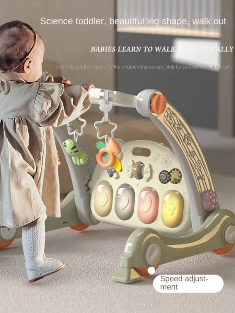 Fern & Feather™ 4-in-1 Baby Play Gym, Activity Mat & Walker | Foldable Musical Play Mat with Piano & Lights for Infant Development