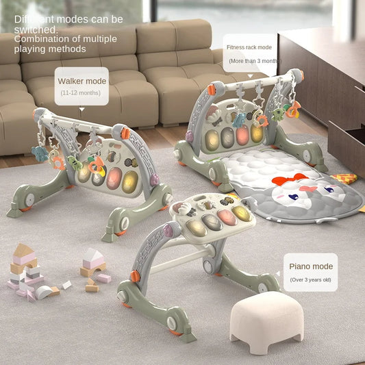 Fern & Feather™ 4-in-1 Baby Play Gym, Activity Mat & Walker | Foldable Musical Play Mat with Piano & Lights for Infant Development