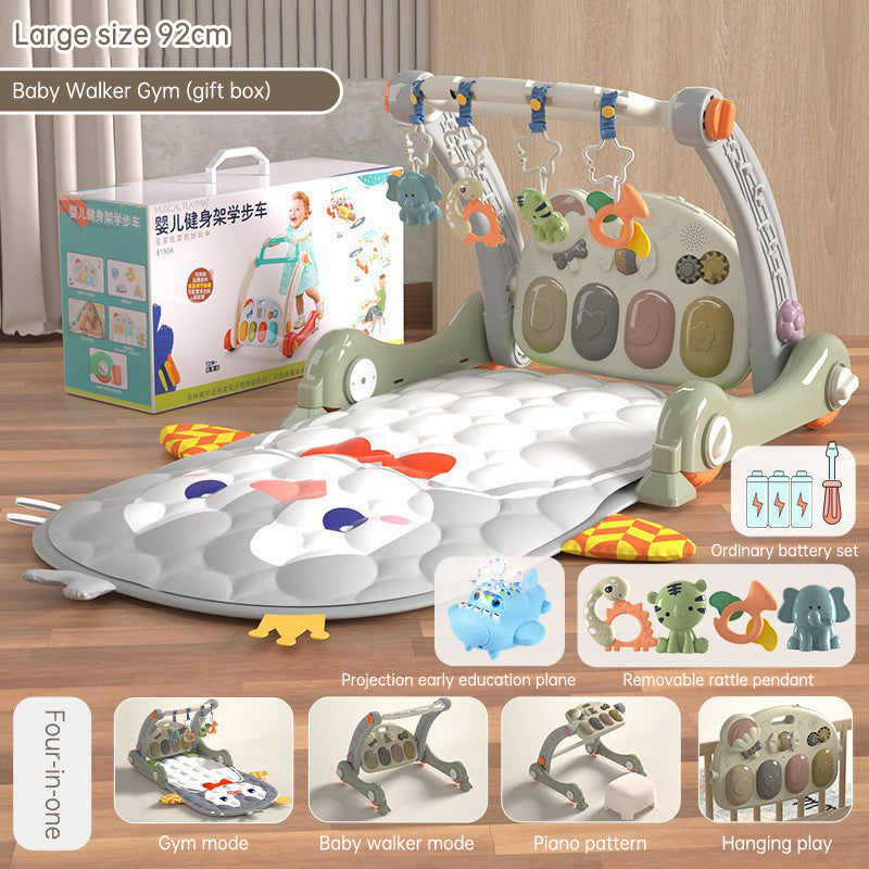 Fern & Feather™ 4-in-1 Baby Play Gym, Activity Mat & Walker | Foldable Musical Play Mat with Piano & Lights for Infant Development