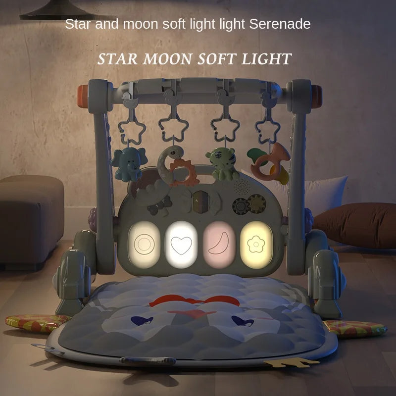 Fern & Feather™ 4-in-1 Baby Play Gym, Activity Mat & Walker | Foldable Musical Play Mat with Piano & Lights for Infant Development