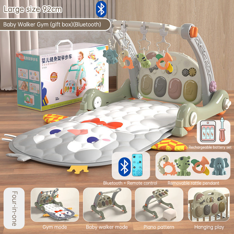 Fern & Feather™ 4-in-1 Baby Play Gym, Activity Mat & Walker | Foldable Musical Play Mat with Piano & Lights for Infant Development