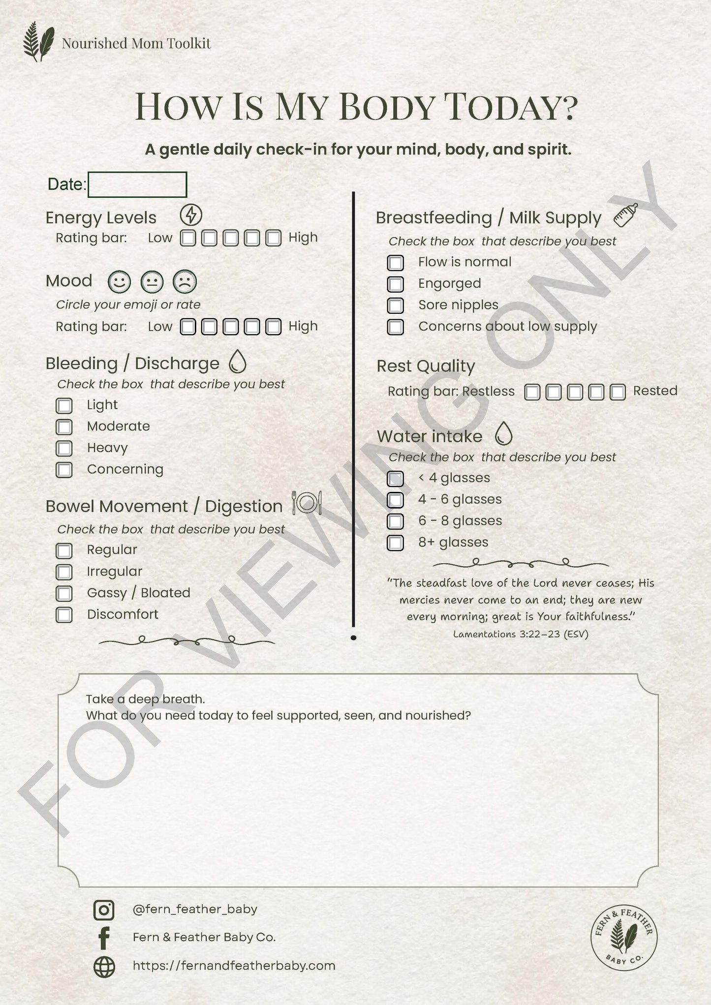 Nourished Mom Toolkit | Faith-Based Postpartum Healing & Nutrition Support (Digital Download)