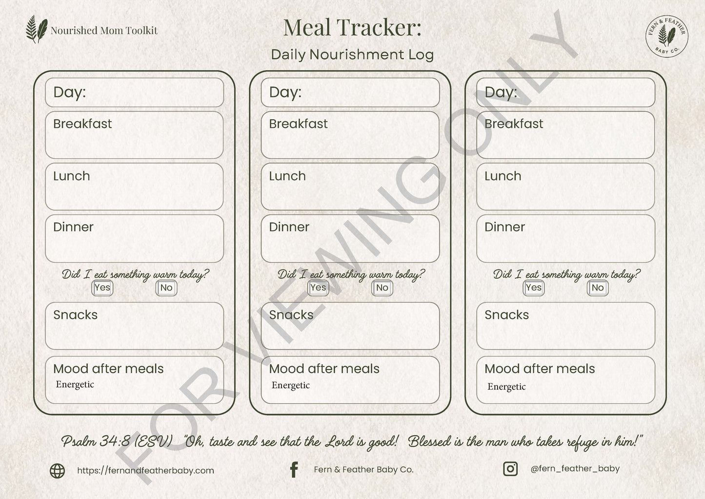 Nourished Mom Toolkit | Faith-Based Postpartum Healing & Nutrition Support (Digital Download)
